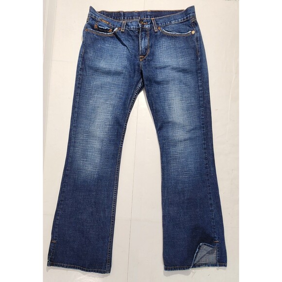 Vintage Lucky Brand Dungaree Bootcut Jeans Hem Split Cotton Women's Size 12/31 - Picture 2 of 13